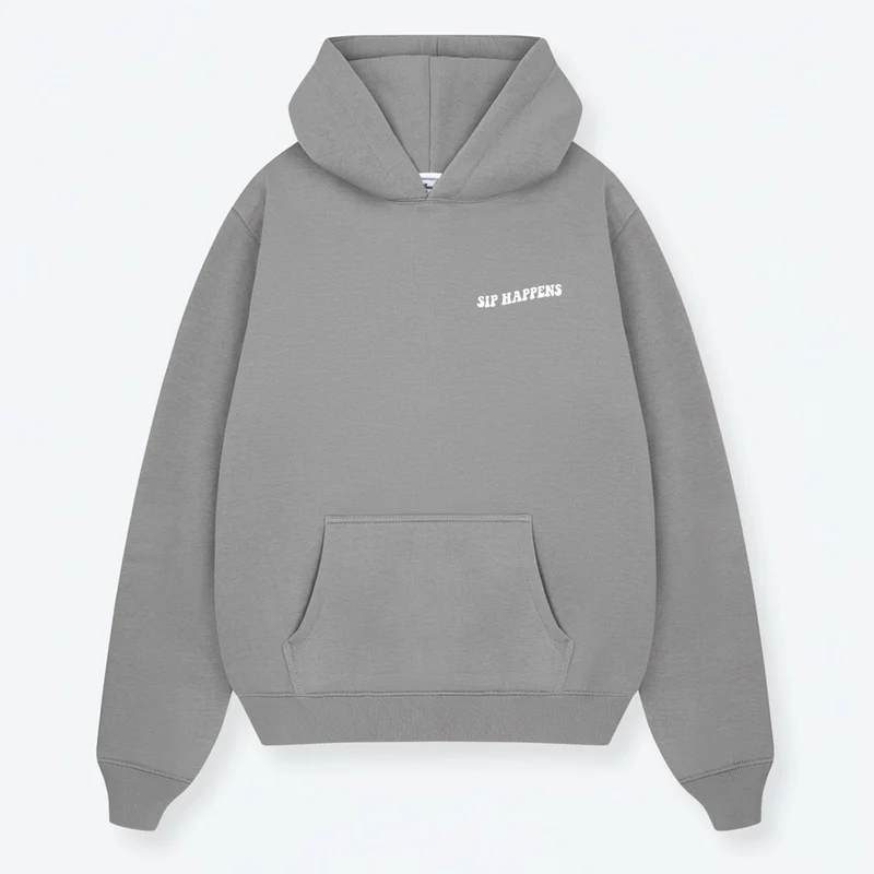 Backprint Hoodie SIP HAPPENS grau