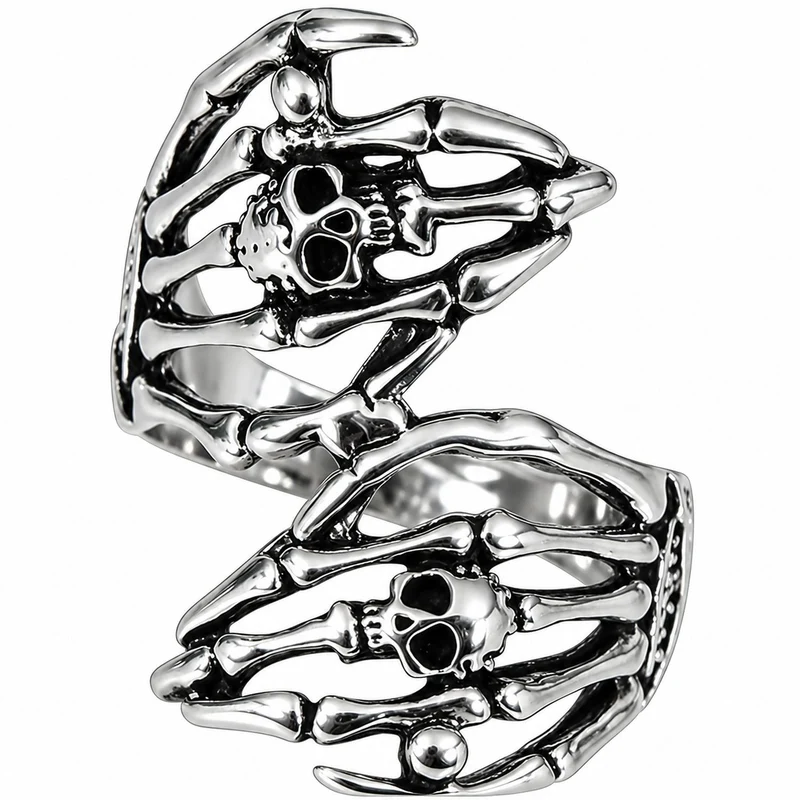 Halloween Ring "Skeletthände" | Silber