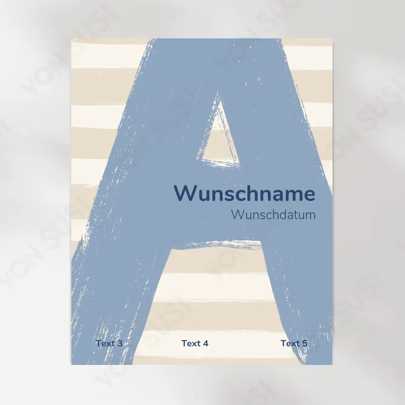 Personalisierbares Poster zur Geburt mit Buchstabe