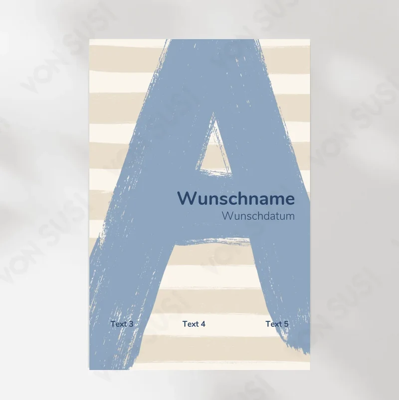 Personalisierbares Poster zur Geburt mit Buchstabe