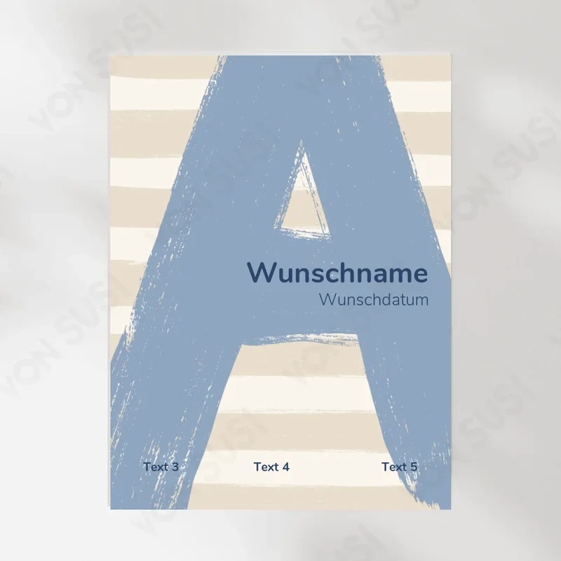 Personalisierbares Poster zur Geburt mit Buchstabe