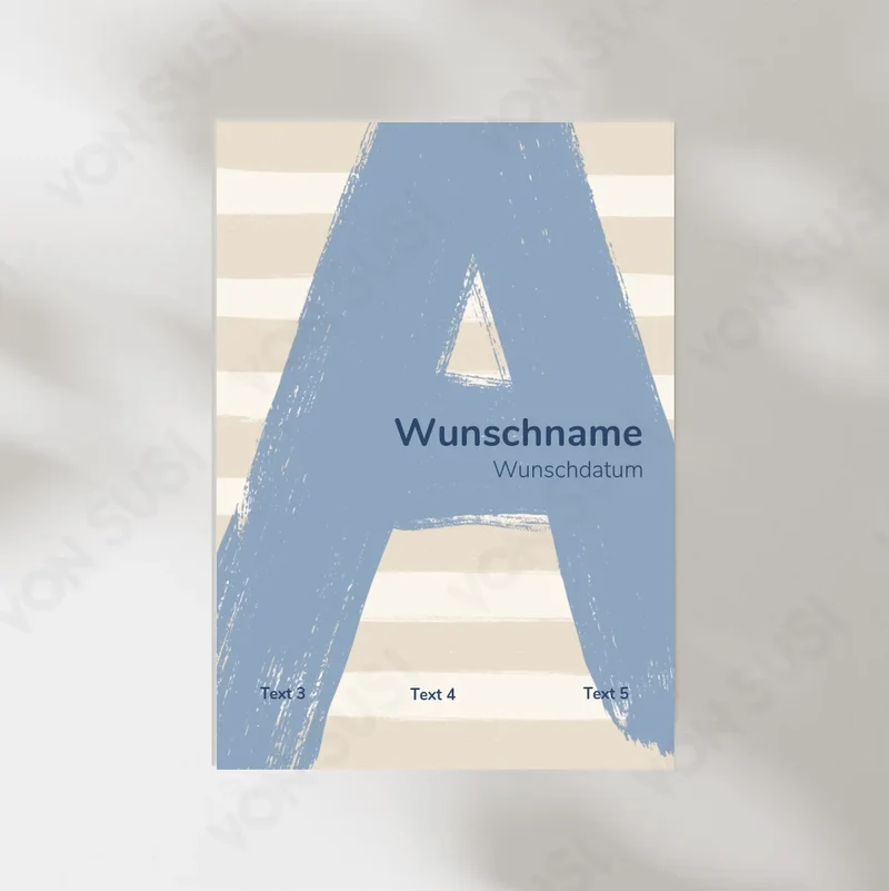 Personalisierbares Poster zur Geburt mit Buchstabe