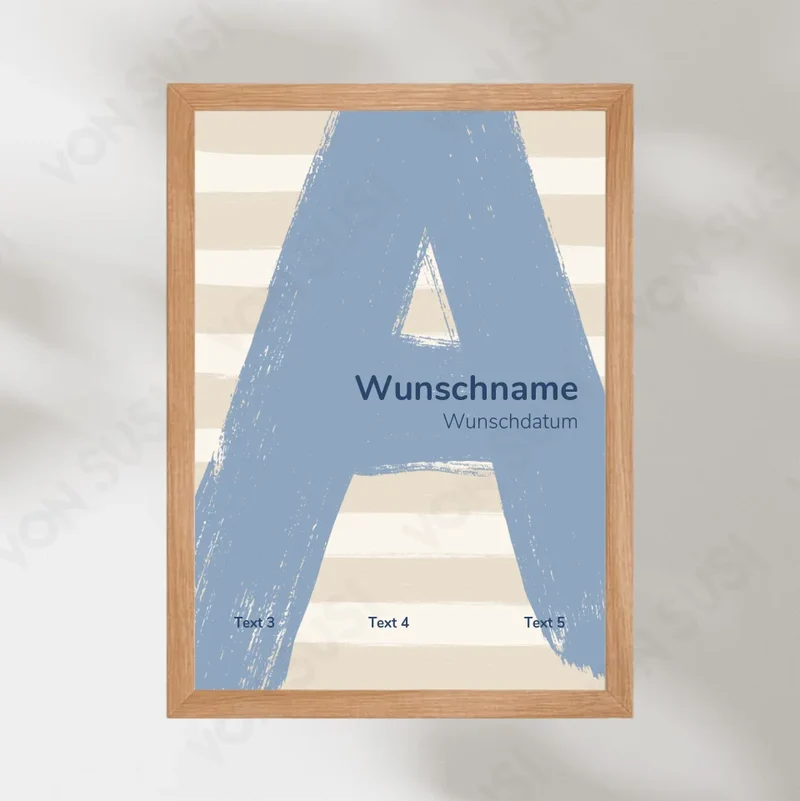 Personalisierbares Poster zur Geburt mit Buchstabe