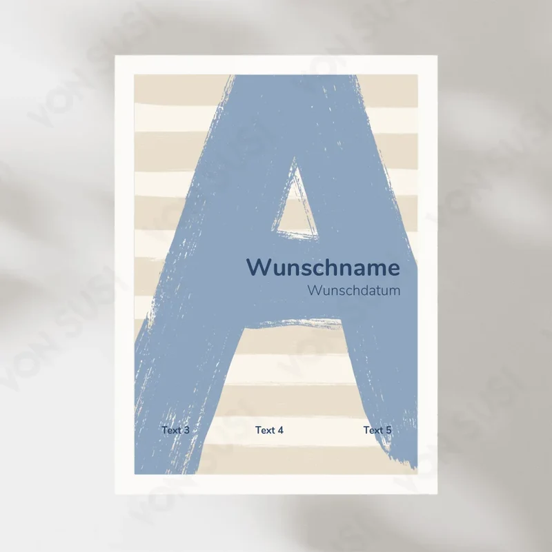 Personalisierbares Poster zur Geburt mit Buchstabe