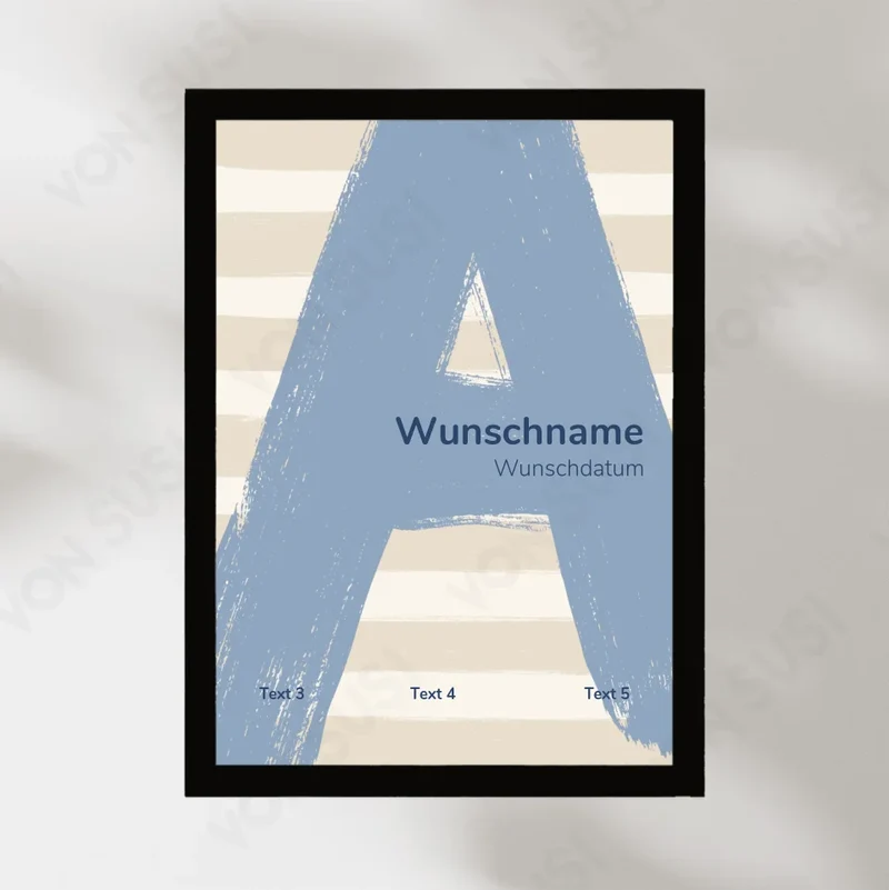 Personalisierbares Poster zur Geburt mit Buchstabe
