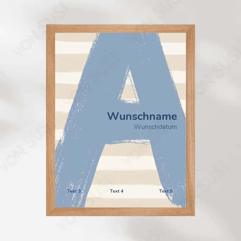Personalisierbares Poster zur Geburt mit Buchstabe
