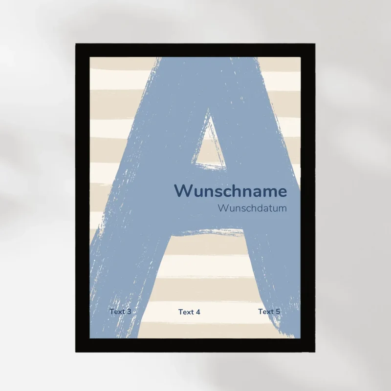 Personalisierbares Poster zur Geburt mit Buchstabe