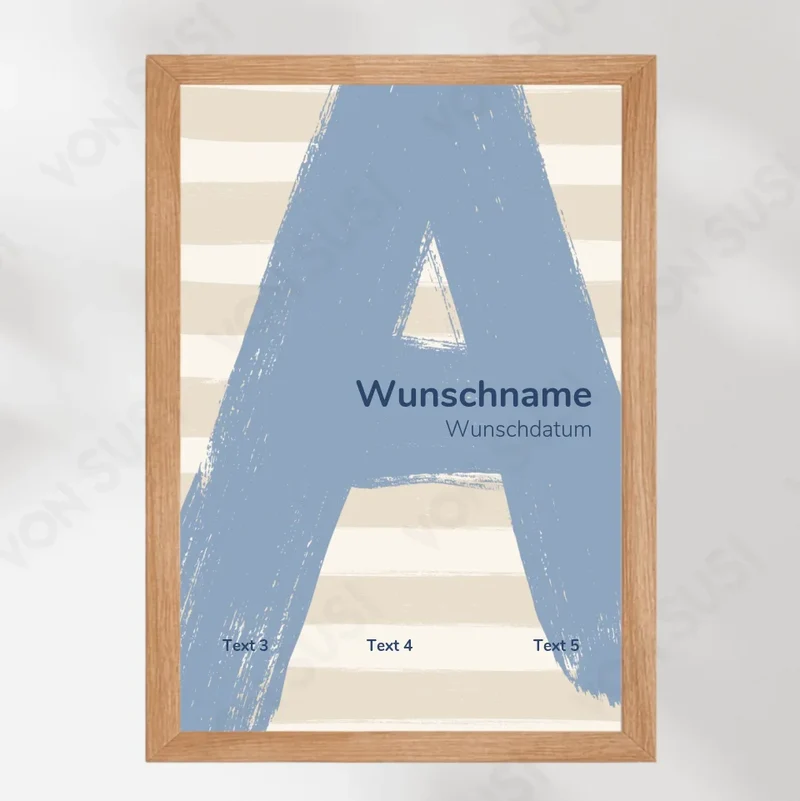 Personalisierbares Poster zur Geburt mit Buchstabe