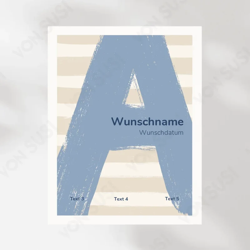 Personalisierbares Poster zur Geburt mit Buchstabe