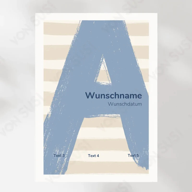 Personalisierbares Poster zur Geburt mit Buchstabe
