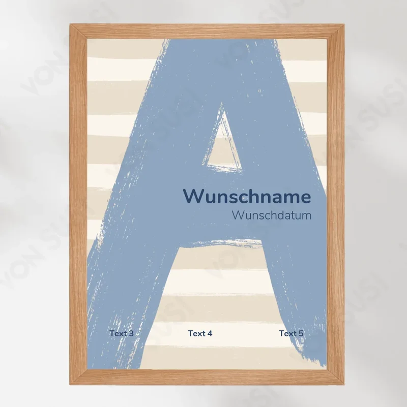 Personalisierbares Poster zur Geburt mit Buchstabe
