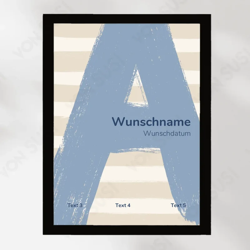 Personalisierbares Poster zur Geburt mit Buchstabe
