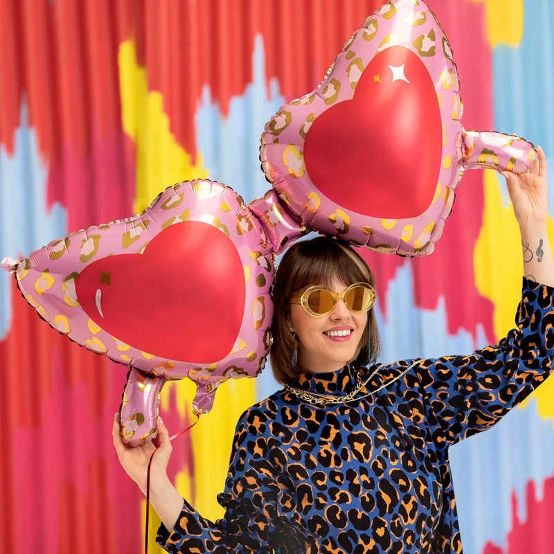 XL Folienballon Herz Brille für die Fotobox