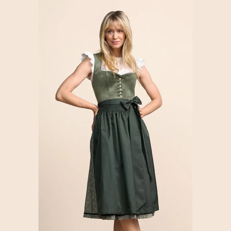 Krüger Dirndl Iny Grün Herz Ausschnitt 70cm