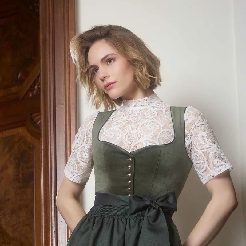 Krüger Dirndl Iny Grün Herz Ausschnitt 70cm