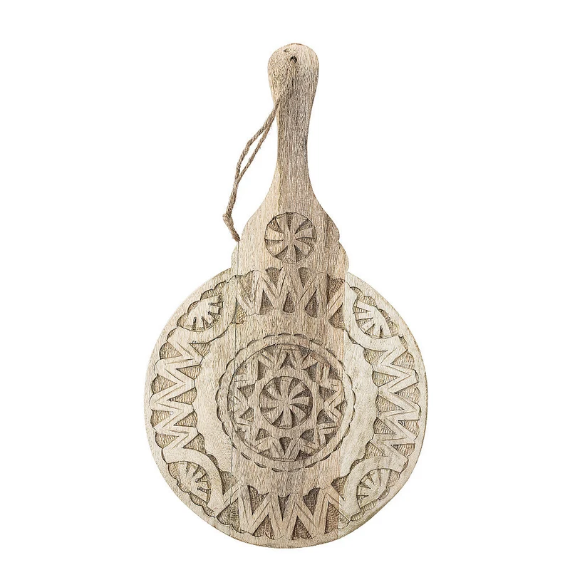 Bloomingville Holzbrett Servierbrett MANDALA 49,5x28x2 cm Mangoholz | mit Schnitzerei
