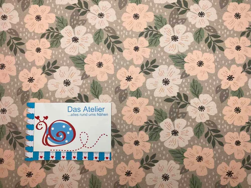 French Terry Pastell Flowers, beige/bunt