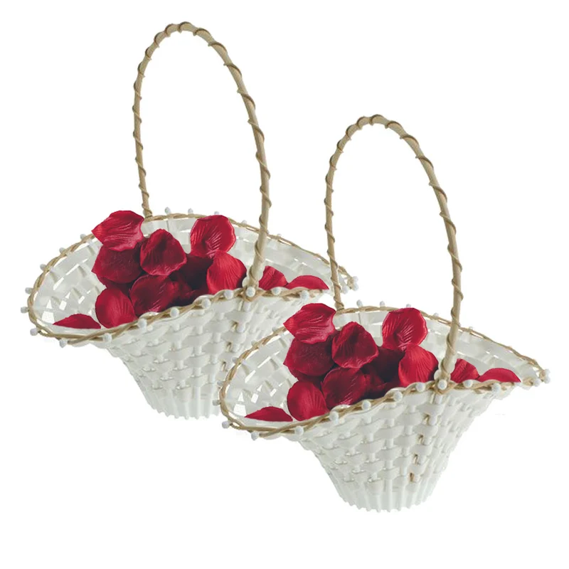 2x Streukörbchen mit Rosenblättern rot