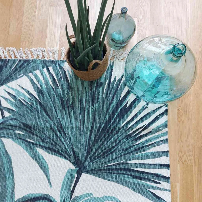 Teppich HAVANNA Printteppich bedruckt Fächerpalme 150x90 cm GoodWeave-zertifiziert