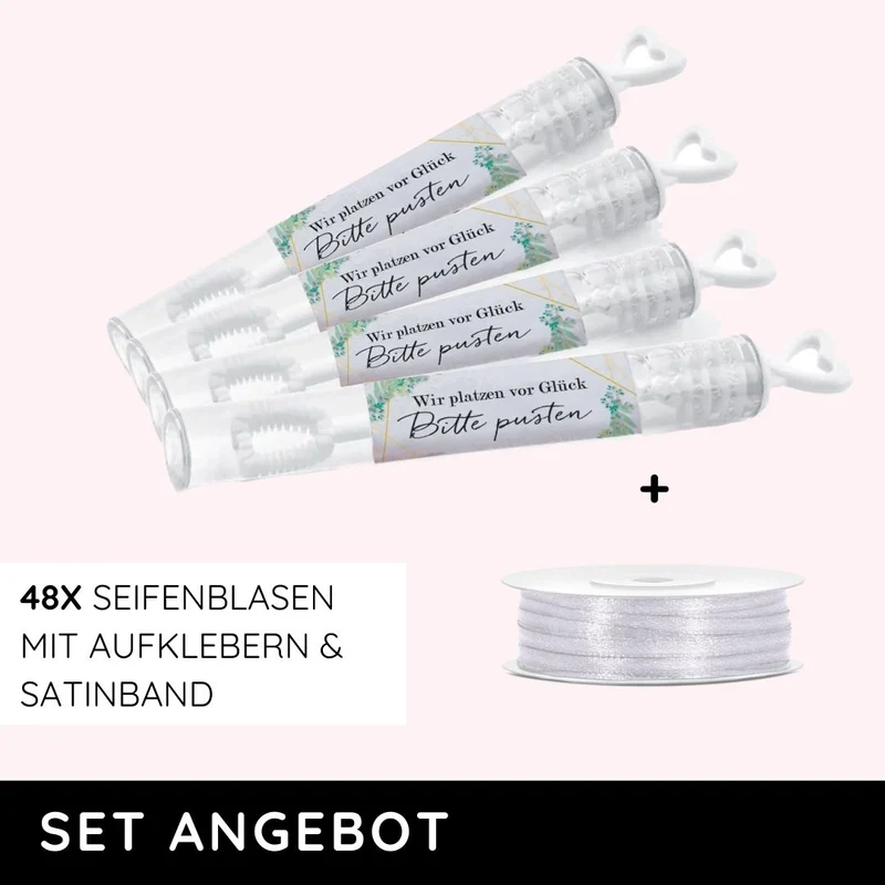 KOMPLETTSET ANGEBOT: 48x Seifenblasen mit Zubehör Eukalyptus