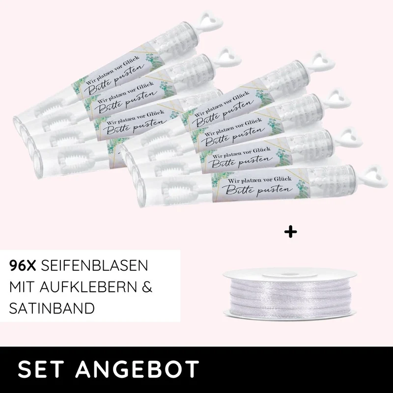 KOMPLETTSET ANGEBOT: 96x Seifenblasen mit Zubehör Eukalyptus
