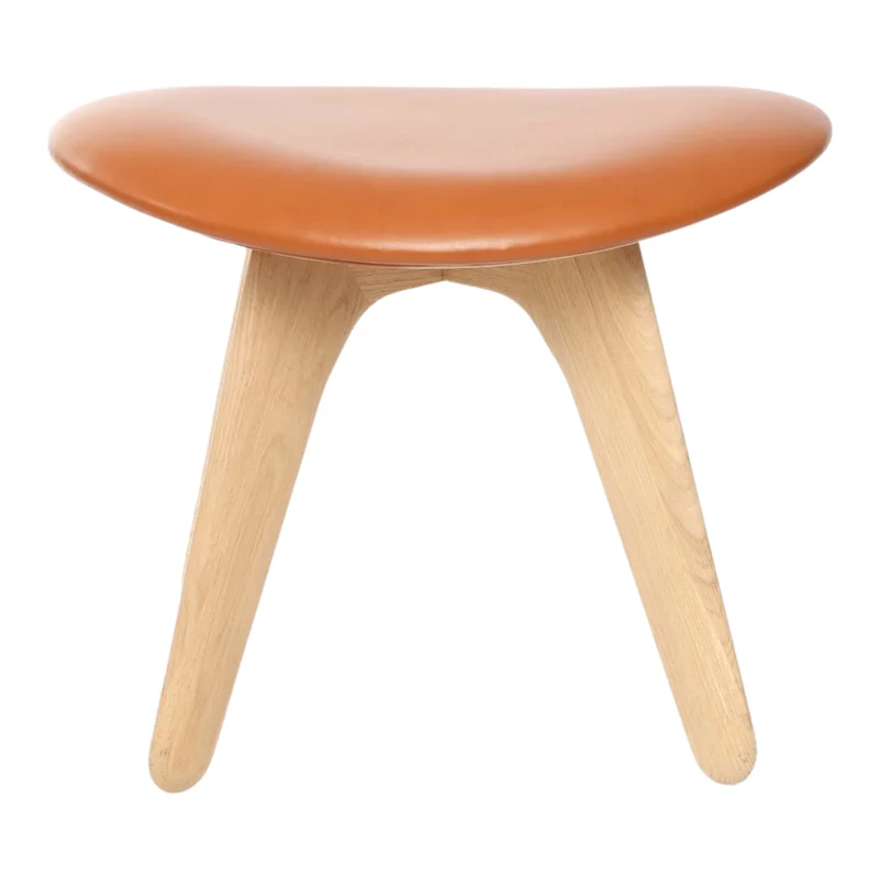 Slab Ottoman | Wohnzimmer Lounge Hocker in Cognac