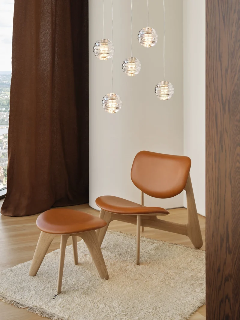 Slab Ottoman | Wohnzimmer Lounge Hocker in Cognac