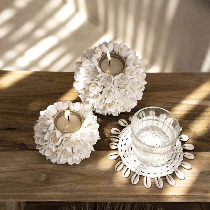 Teelichthalter aus Muscheln "Flower Power" | 3er Set