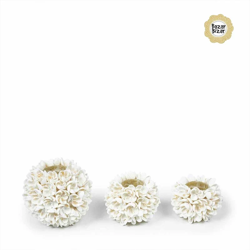 Teelichthalter aus Muscheln "Flower Power" | 3er Set