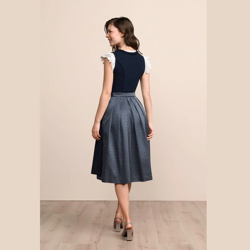 Krüger Dirndl Anica Blau Herz Ausschnitt 70cm