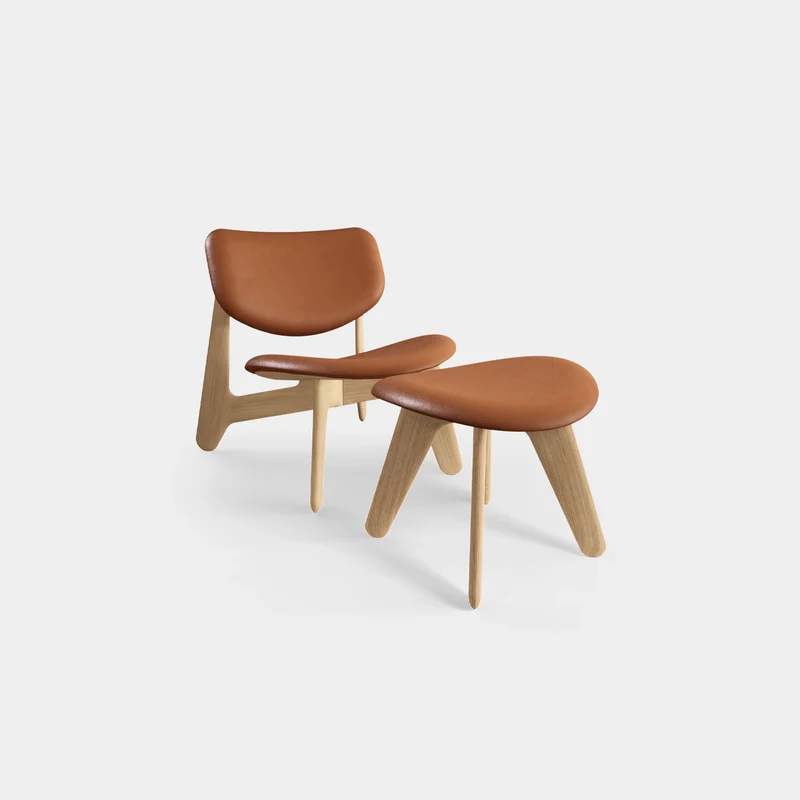 Slab Lounge Chair | Wohnzimmer Loungestuhl in Cognac