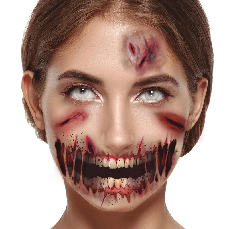 Halloween Tattoos "Abschürfungen Zombie" | 14 x 9 cm