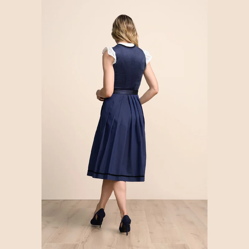 Krüger Dirndl Elenora Blau Balkonettausschnitt 70cm