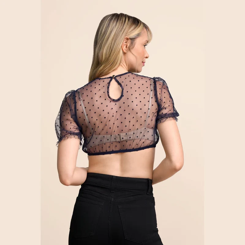 Krüger Dirndlbluse Faora Blau Transparent Puffarm