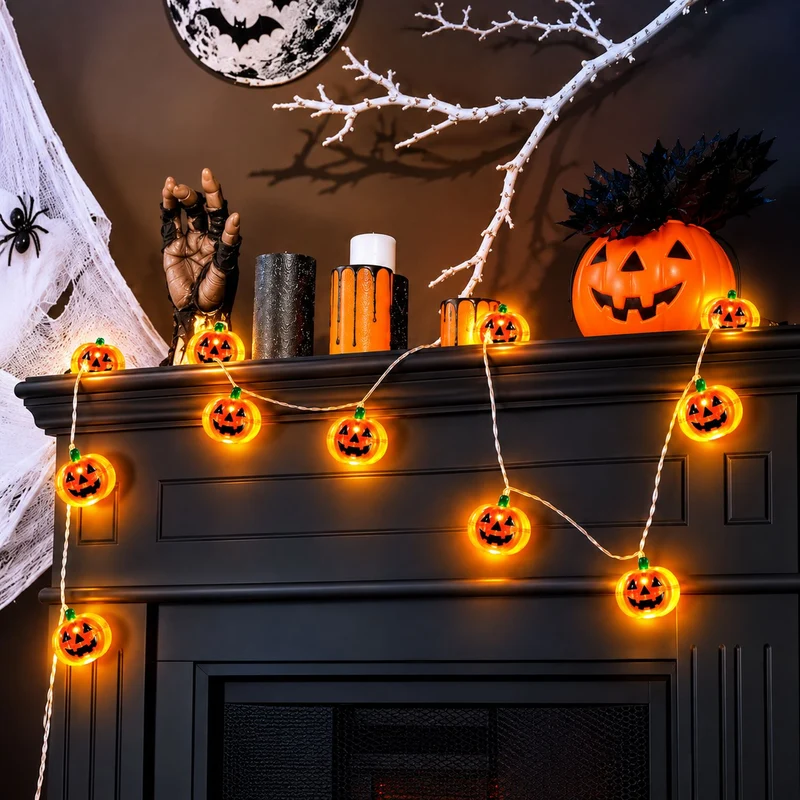 "Kürbis" Lichterkette 120 cm | Halloween Dekoration