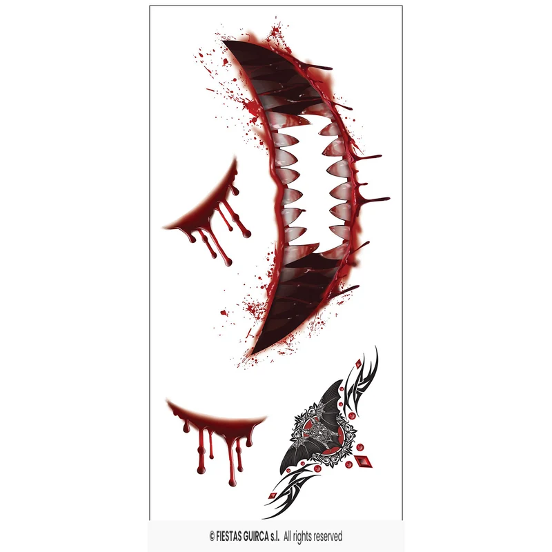 Halloween Tattoos "Vampir-Gesicht" | 14 x 9 cm