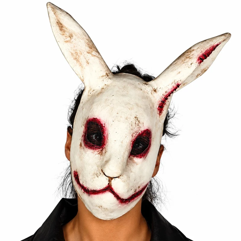 Halloween Latex Maske „Horror Kaninchen“ | Weiß