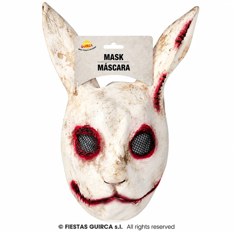 Halloween Latex Maske „Horror Kaninchen“ | Weiß