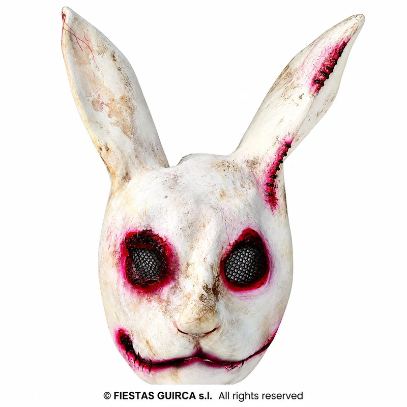 Halloween Latex Maske „Horror Kaninchen“ | Weiß