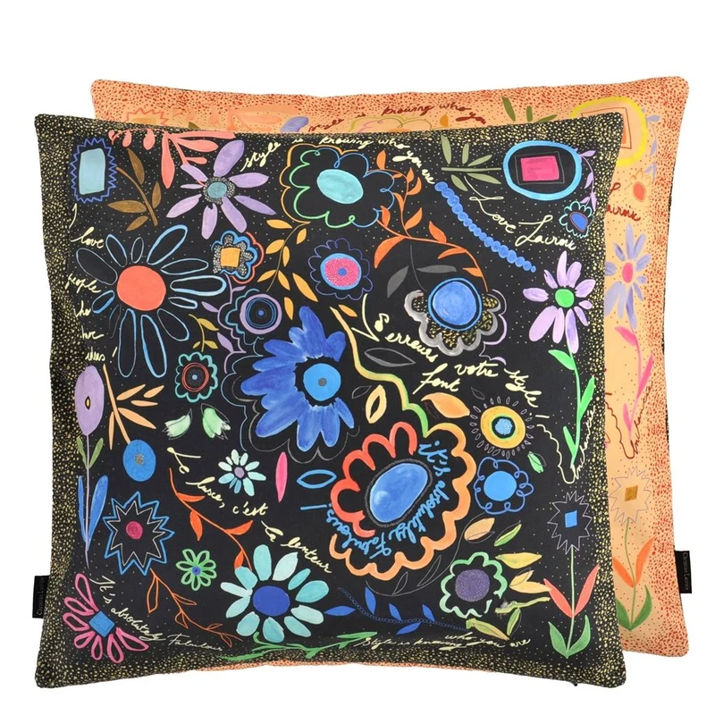 Kissen DITES LE AVEC DES FLEURS AZUR 50x50cm
