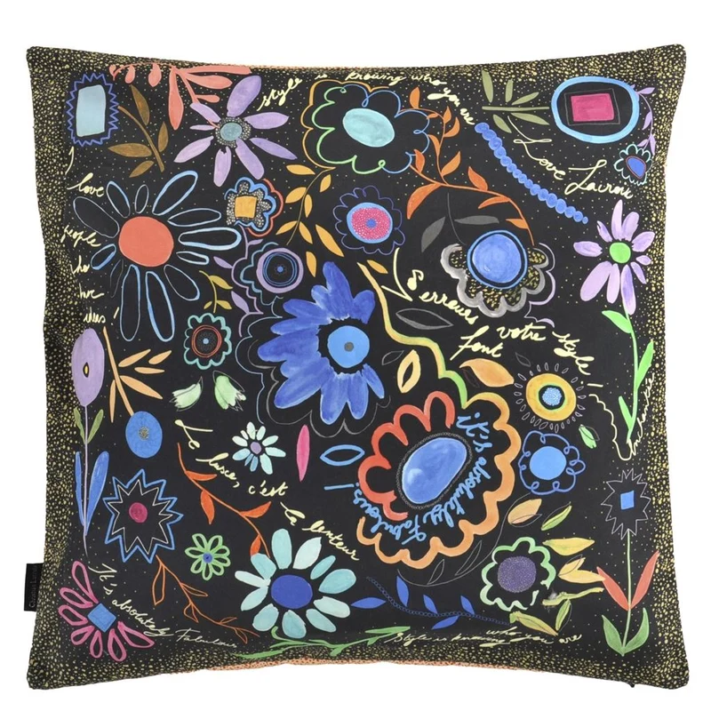 Kissen DITES LE AVEC DES FLEURS AZUR 50x50cm