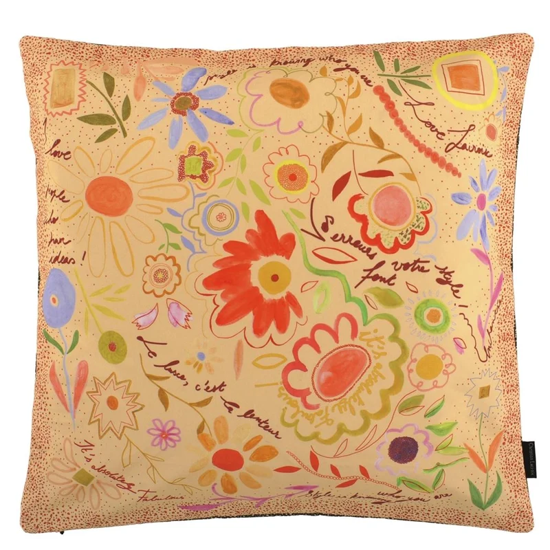 Kissen DITES LE AVEC DES FLEURS AZUR 50x50cm