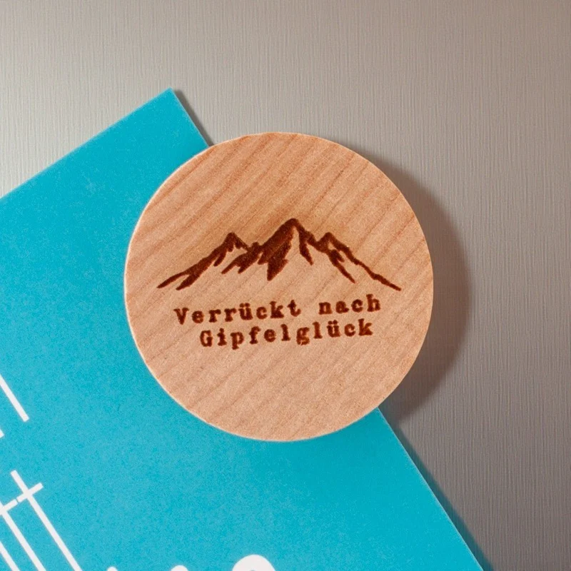 Holzmagnet "Verrückt nach Gipfelglück"