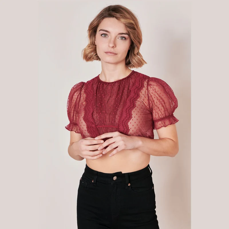 Krüger Dirndlbluse Kelly Rot Transparent