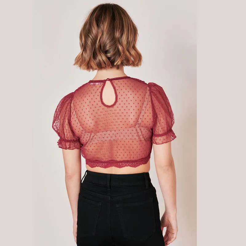 Krüger Dirndlbluse Kelly Rot Transparent