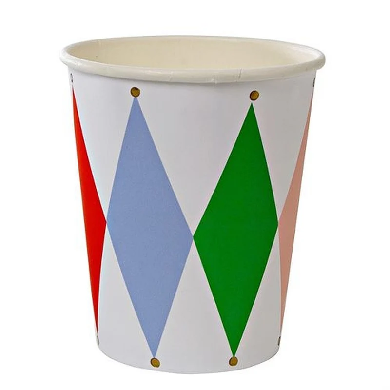 Meri Meri Pappbecher HARLEKIN Partybecher Goldfolienprägung | Toot Sweet