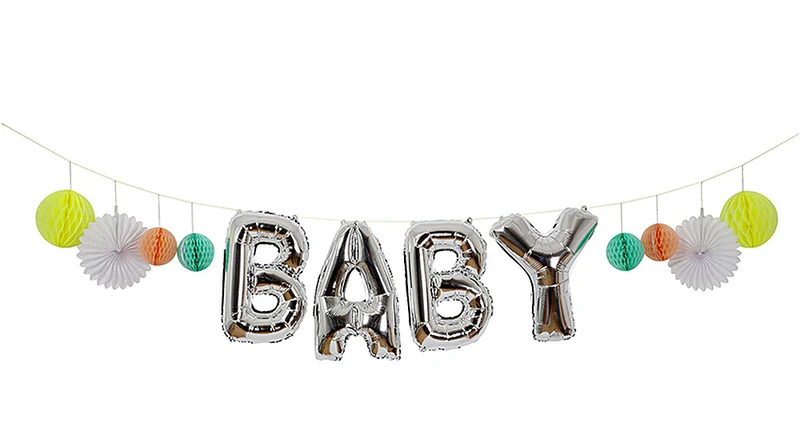 Meri Meri Girlande Banner BABY | 3,60 m | Honeycomb Folienluftballon