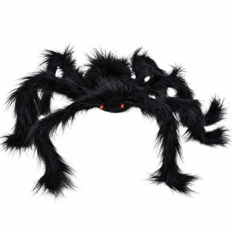 Spinne 70 cm | Schwarze Halloween Deko mit roten Augen