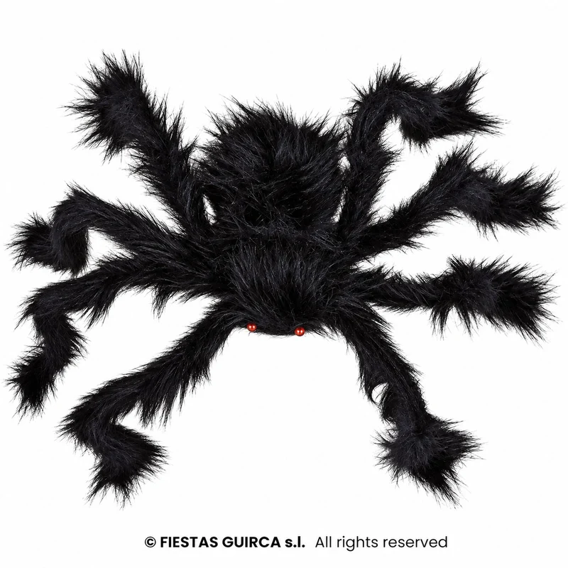 Spinne 70 cm | Schwarze Halloween Deko mit roten Augen
