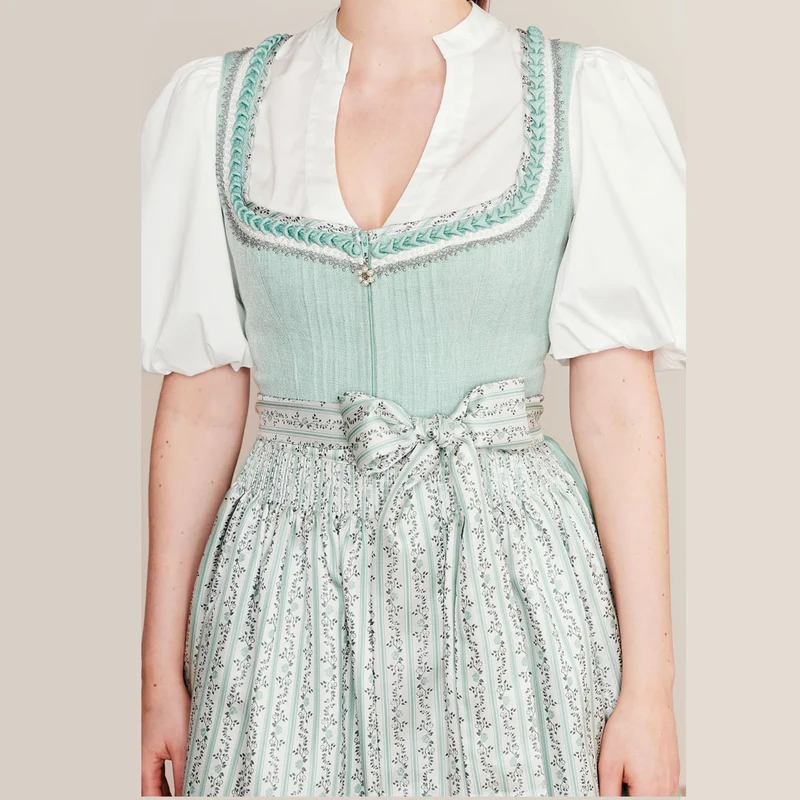 Krüger Dirndl Adribel Mintgrün Froschgoscherl 70cm